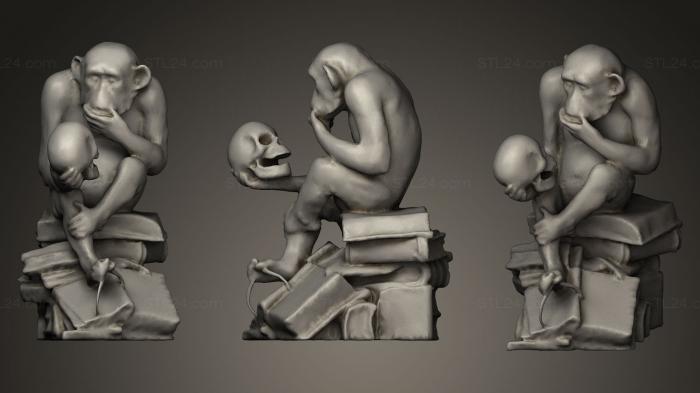 Animal figurines (Affe mit Schdel, STKJ_0141) 3D models for cnc